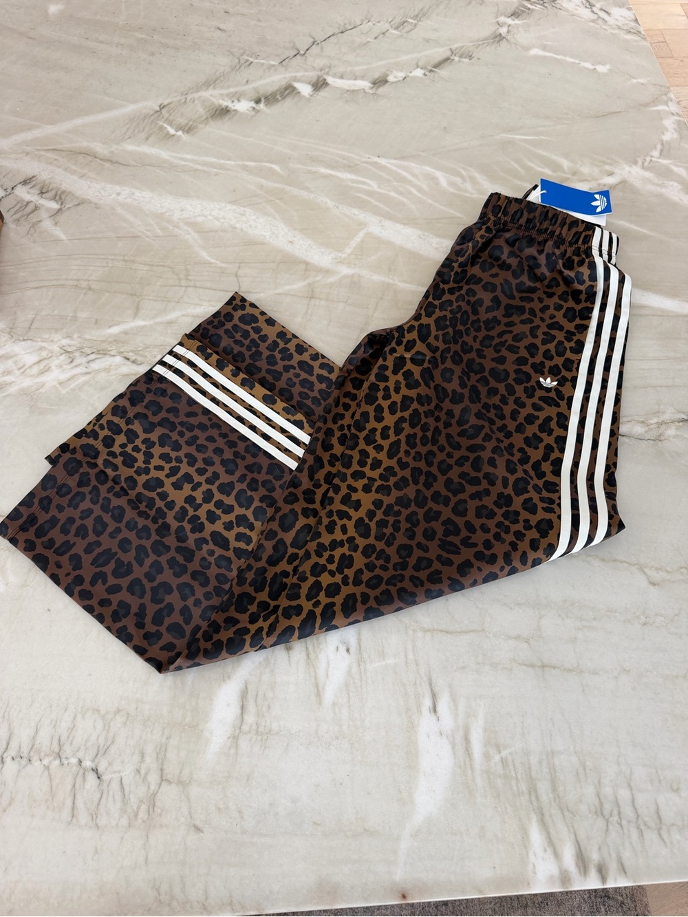 adidas Originals Women's Wide Leg Satin Animal Print Joggers - Picture 2 of 6